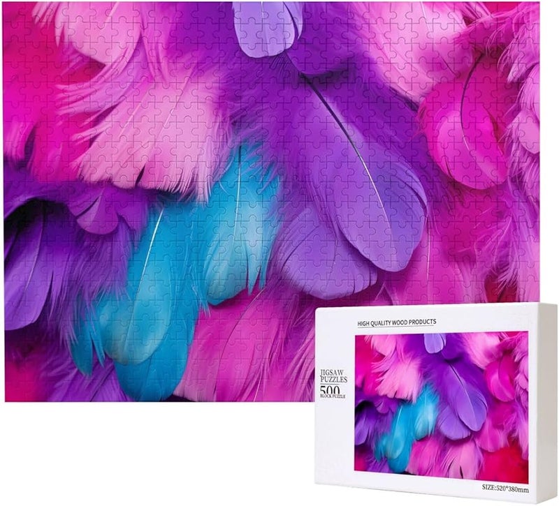 Phayah 500 قطعة أحجية ريش ملون للكبار ديكور المنزل هدية حفلة عيد الميلاد - Image 1